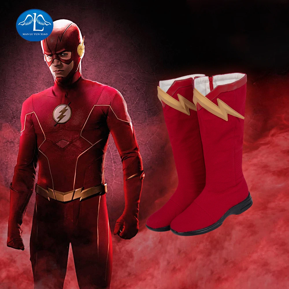 

The Flash Season 6 Cosplay Barry Allen The Flash Boots Party Only Shoes Halloween Knitted Adult Red Custom