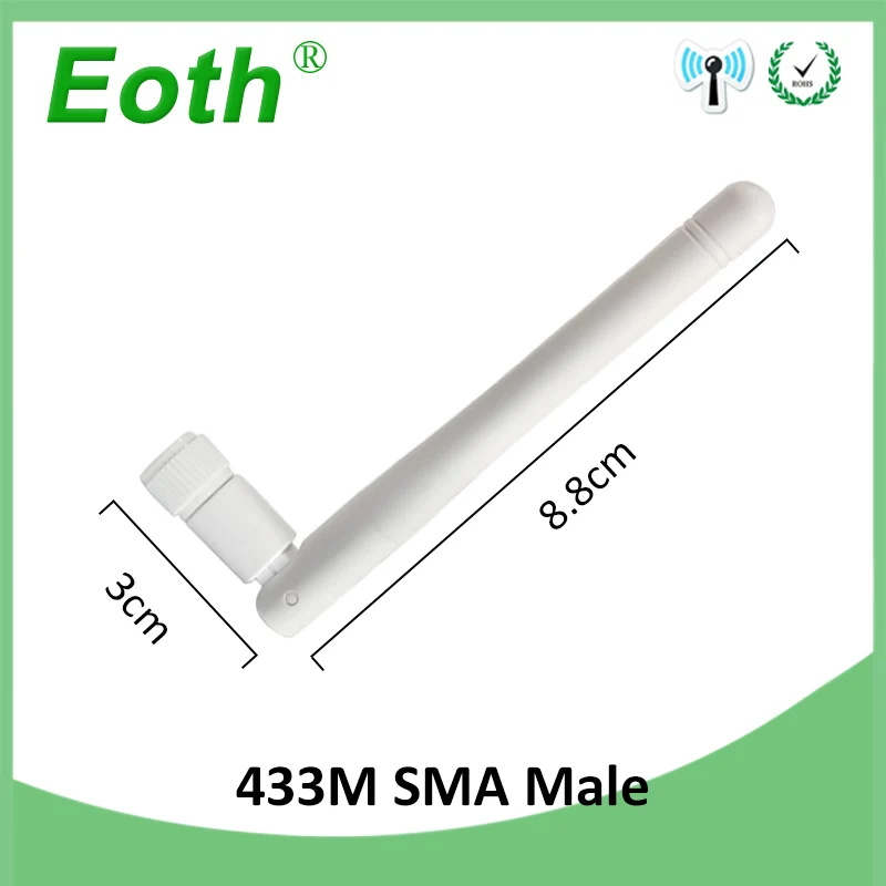 EOTH 20pcs 433mhz antenna 3dbi sma male lora antene pbx iot module lorawan signal receiver antena high gain