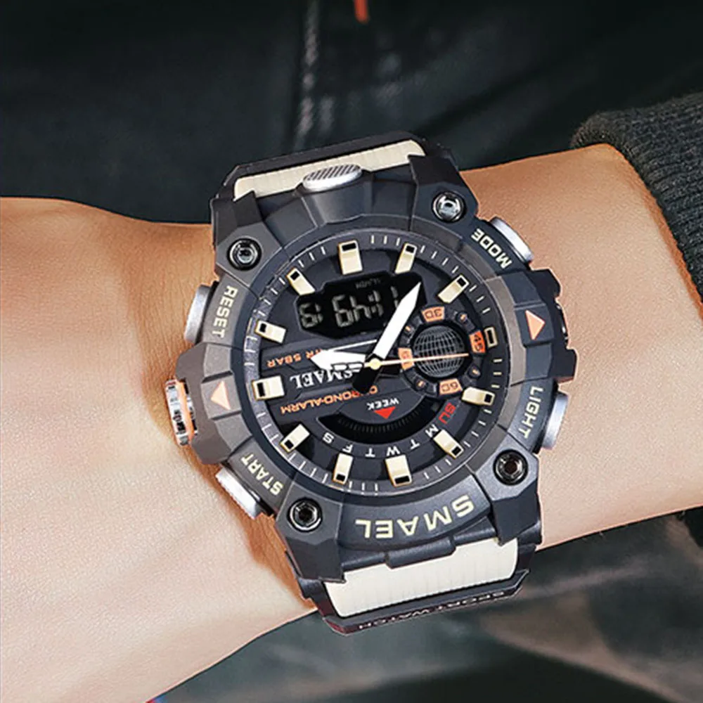 

SMAEL Sport Watch Men Waterproof LED Digital Watches Stopwatch Big Dial Clock For Male 8038 relogio masculino Men Watches Quartz