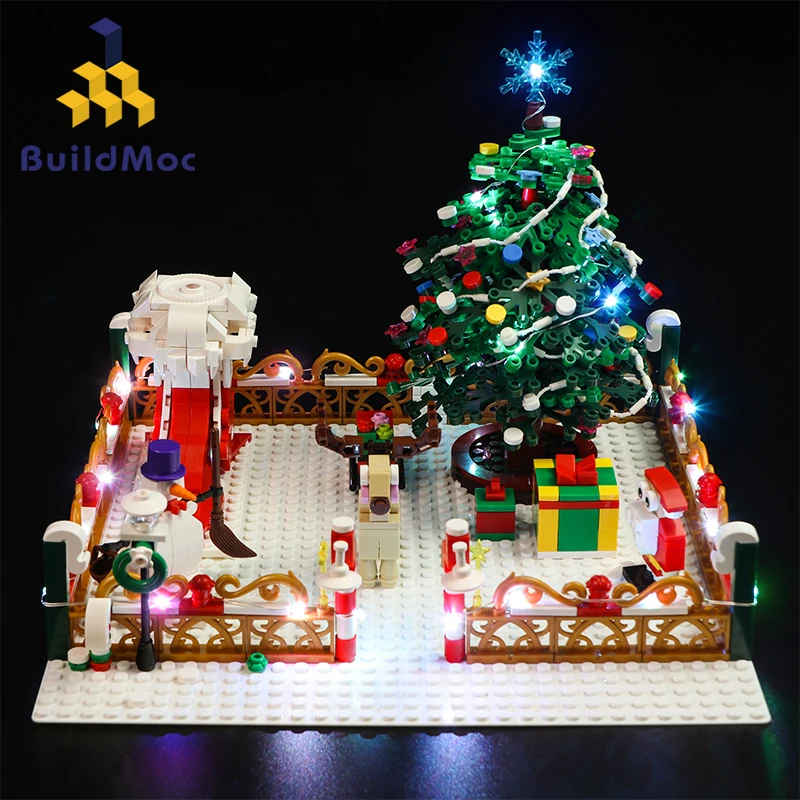 

LED Light Friend Amusement park Christmas Winter Village City Train decoration Building Blocks Santa Claus Bricks Toys Gifts