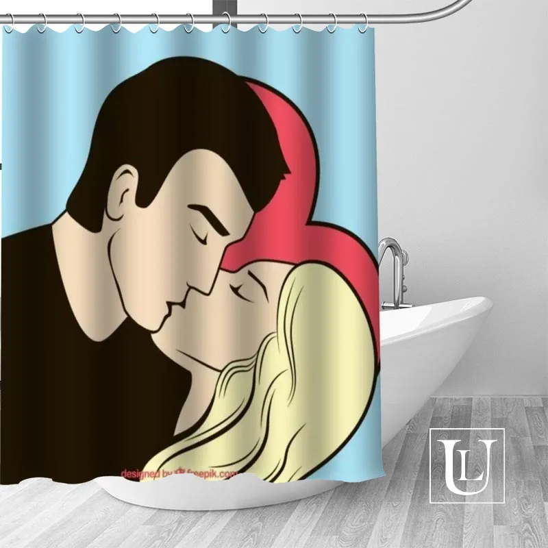 Поцелуй романтические шторы для душа пользовательские Водонепроницаемая