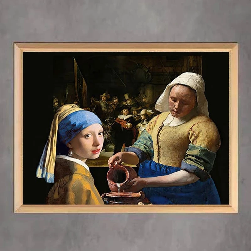 

Diamond Painting The Milkmaid Full Square Diamond Embroidery Rhinestones Mosaic Picture Johannes Vermeer Series