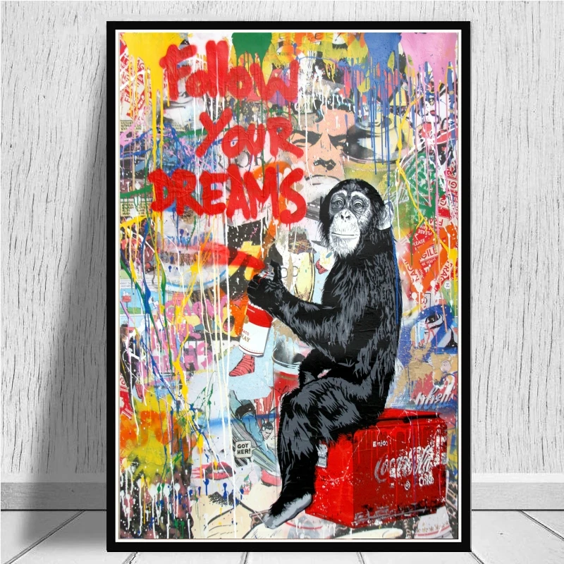 

Funny Monkeys Graffiti Street Art Wall Pictures for Modern Home Room Decor