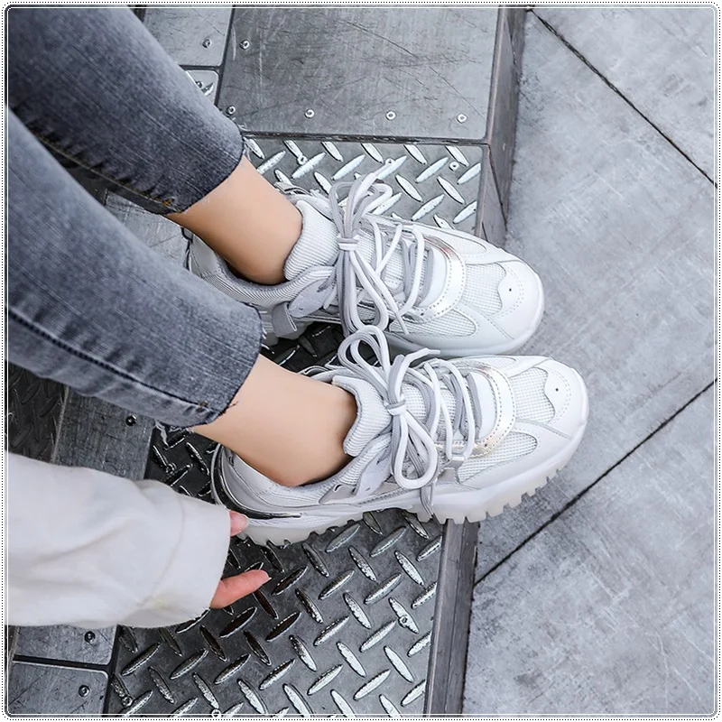 

New Sneakers Women Platform Dad Sneakers Tenis Feminino Casual Flats Breathable Soft Woman Chunky Shoes