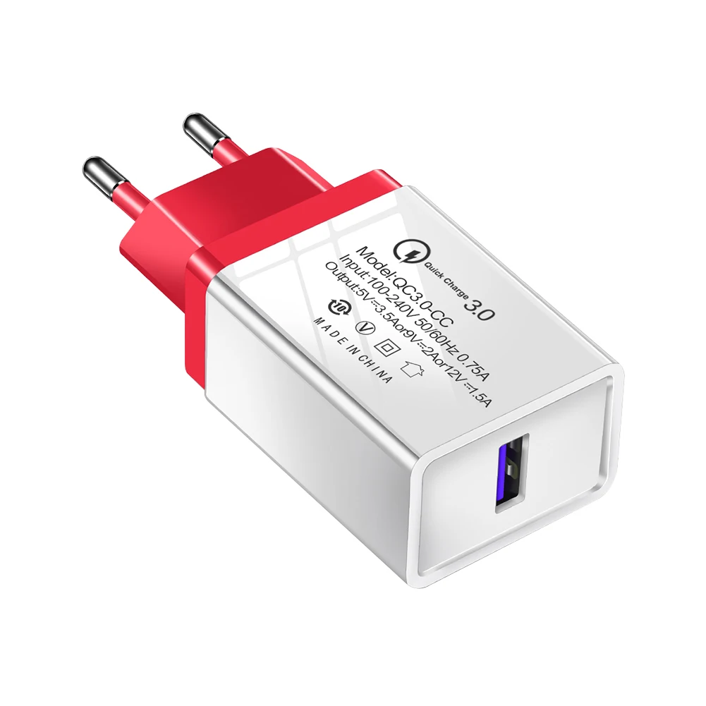 ЕС/США Быстрая зарядка 3,0 одно USB зарядное устройство Быстрая зарядка мобильного телефона зарядное устройство для xiaomi a3 mi 9 redmi note 7 samsung galaxy s9