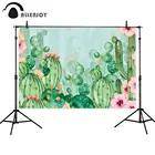 Фотофон allenjoy фон для фотосъемки с изображением кактуса из мексиканской кактуса, цветов, акварели, дня рождения, детского торта