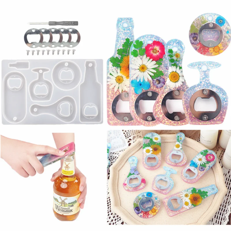 

DIY Beer Bottle Opener Epoxy Resin Silicone Mold Creativity Handmade Keychain Home Supplies Jewelry Fillings Pendant Mould Craft