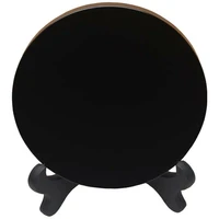 new arrivals top quality 100 natural black obsidian stone circle disk round plate fengshui mirror for home office decor
