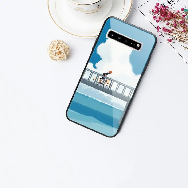 

Summer Girls And Boys Glass Phone Case For Samsung Galaxy S20 Ultra S10 S9 S8 S7 Plus Edge S10 E(lite) Note 8 9 10 Pro Cover