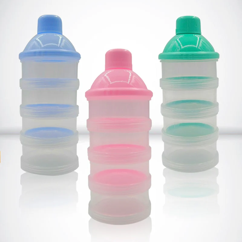 Caja port&aacute;til de leche en polvo para ni&ntilde;os peque&ntilde;os, contenedor de almacenamiento de alimentos, caja de alimentaci&oacute;n s&oacute;lida, cuatro rejillas-1