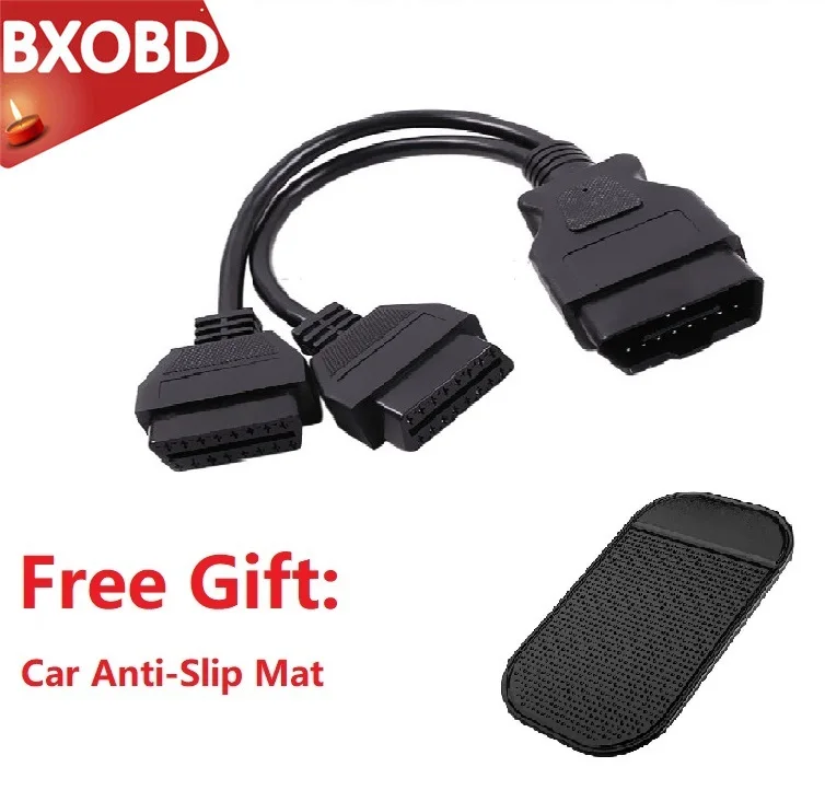 30 см OBD2 16PIN Мужской Двойной Женский Y разъем сплиттер ELM327 мм удлиняющий кабель для