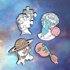 Искусство, статуя, броши, головоломка, планеты, маска, скульптура с разрезом головы, значки, индивидуальные броши, искусственный подарок для женщин, оптовая продажа