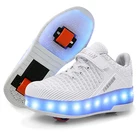 2020 светящиеся кроссовки с подсветкой на колесах, обувь на колесиках, светодиодная обувь, детские светящиеся кроссовки для мальчиков и девочек