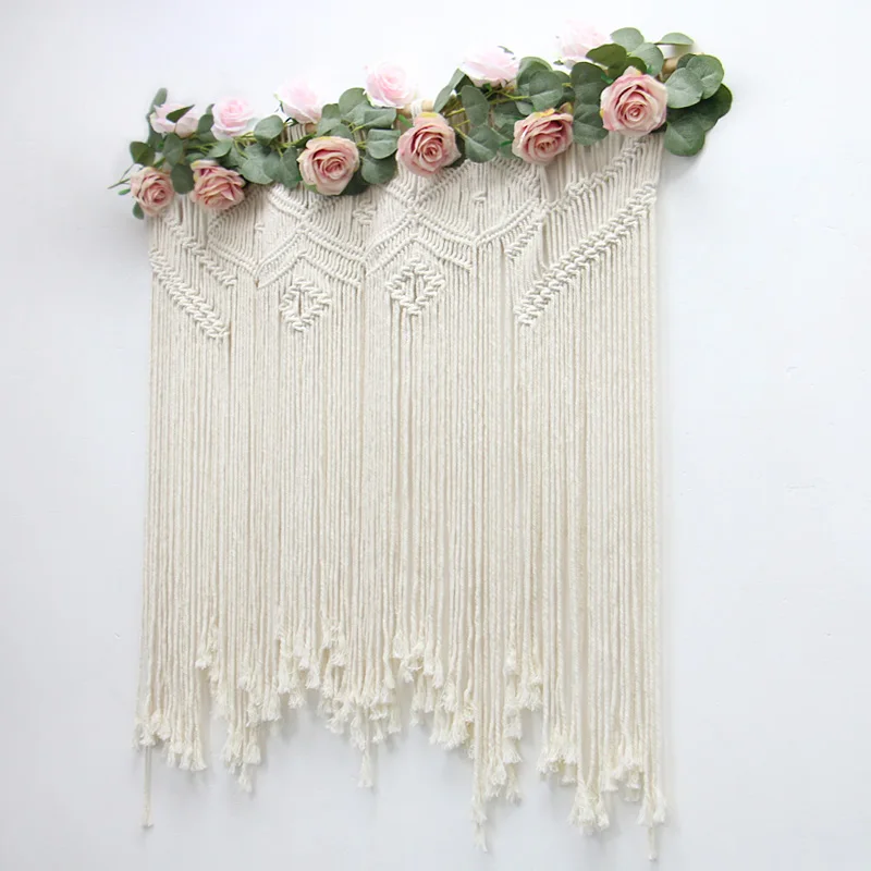 Handmade Woven Macrame Cotton LineTapestry Bohemian Wall Hanging Curtain Wedding Background Decorate Home Blind Window Pendants | Дом и сад