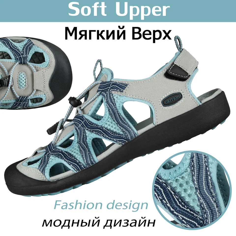 GRITION женские уличные сандалии Toecap Повседневная дышащая летняя пляжная обувь
