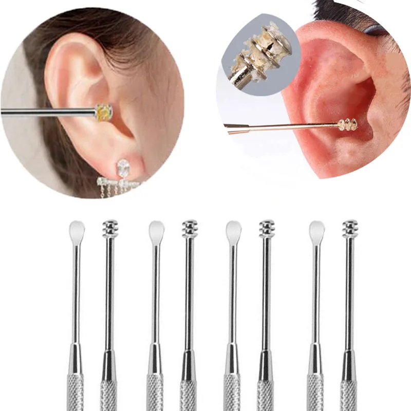 

1-10pcs Ear Wax Pickers Stainless Steel Earpick Wax Remover Curette Ear Pick Cleaner Ear Cleaner Spoon Care Ear Clean Tool