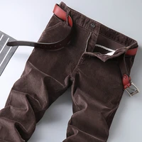 autumn winter brand thick corduroy pants classic style mens fashion fitted straight pants black dark blue khaki wine red