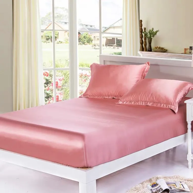 

100% Mulberry Silk 19 mm Seamless King Queen Size Silvery Biege Champagne Colors Fitted Sheet 1 Piece Customize MS05
