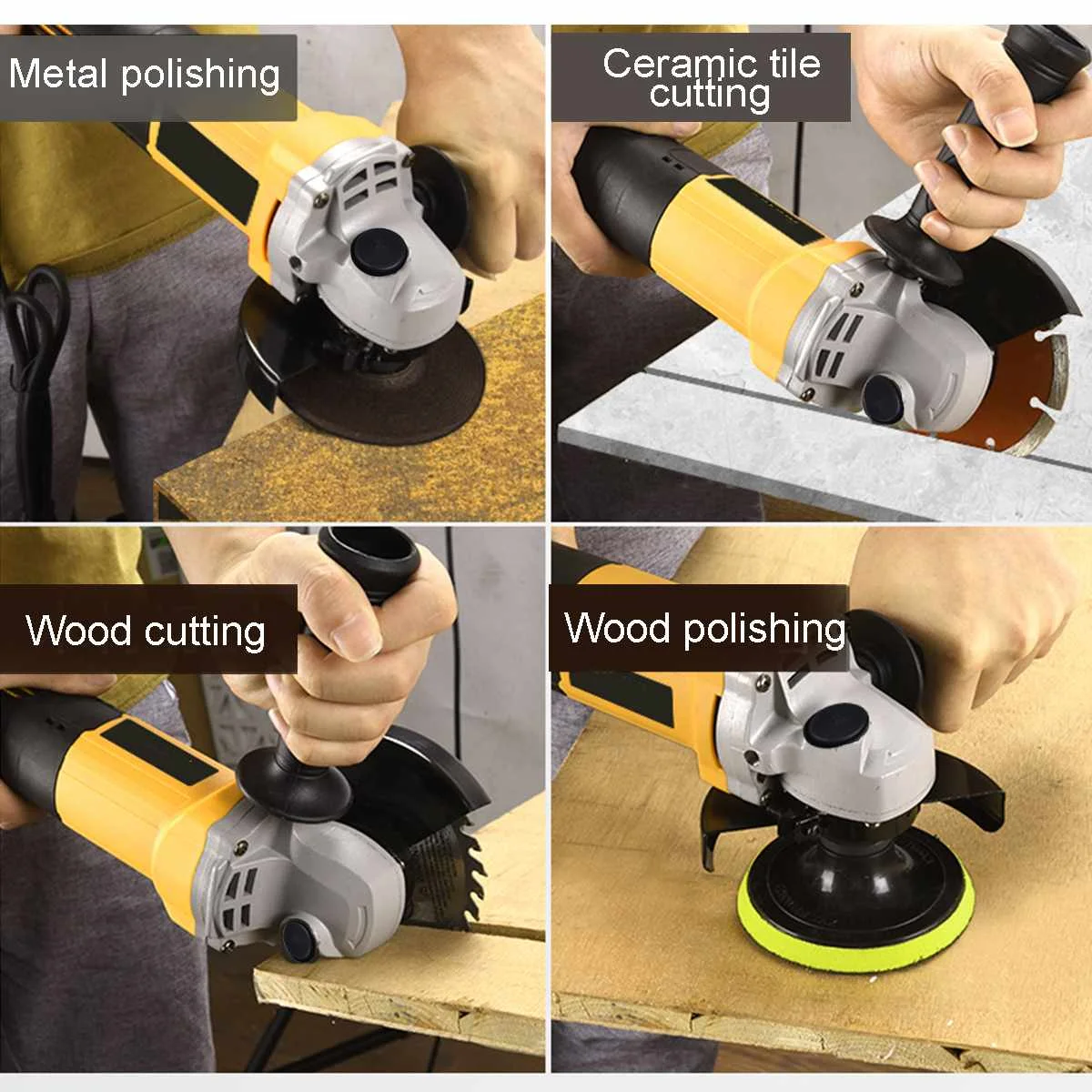 

850W 10000RPM Electric Angle Grinder 100mm Grinding Polishing Machine Polisher Cutting Tool with Sub-handle