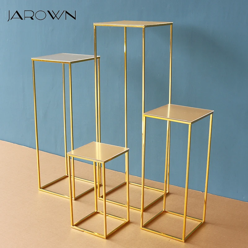 

JAROWN Shiny Gold Plating Geometric Frame Wedding Centerpiece Decoration Road Lead Home Party Decoration Metal Flower Stand
