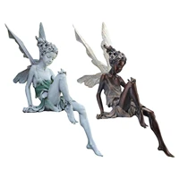 tudor and turek resin sitting fairy statue garden decorative porch figurine angel sculpture for yard home garden decoration