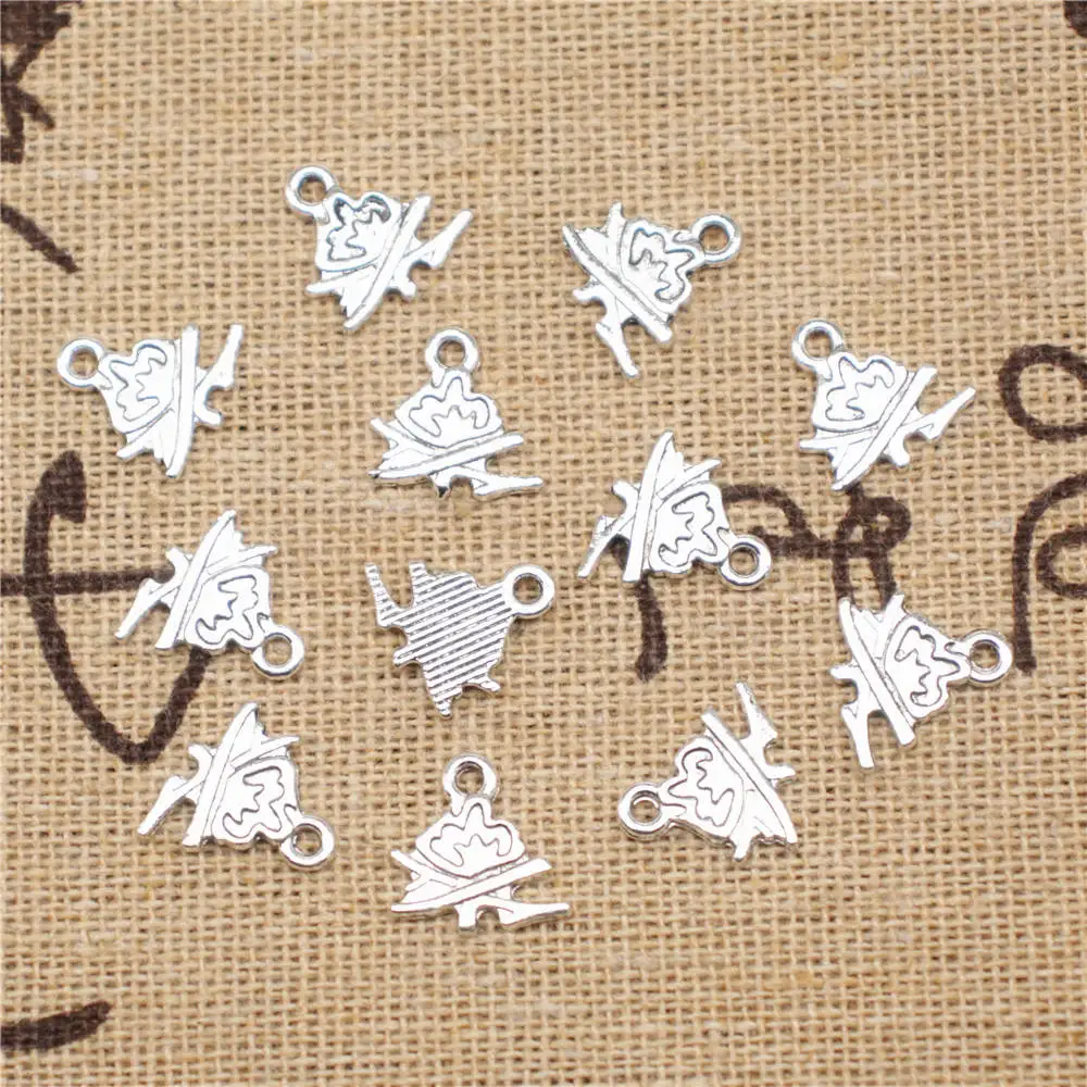 

Подвески в виде пламени, предметы для фотографий, античный серебряный цвет, 60 шт., 10x11 мм