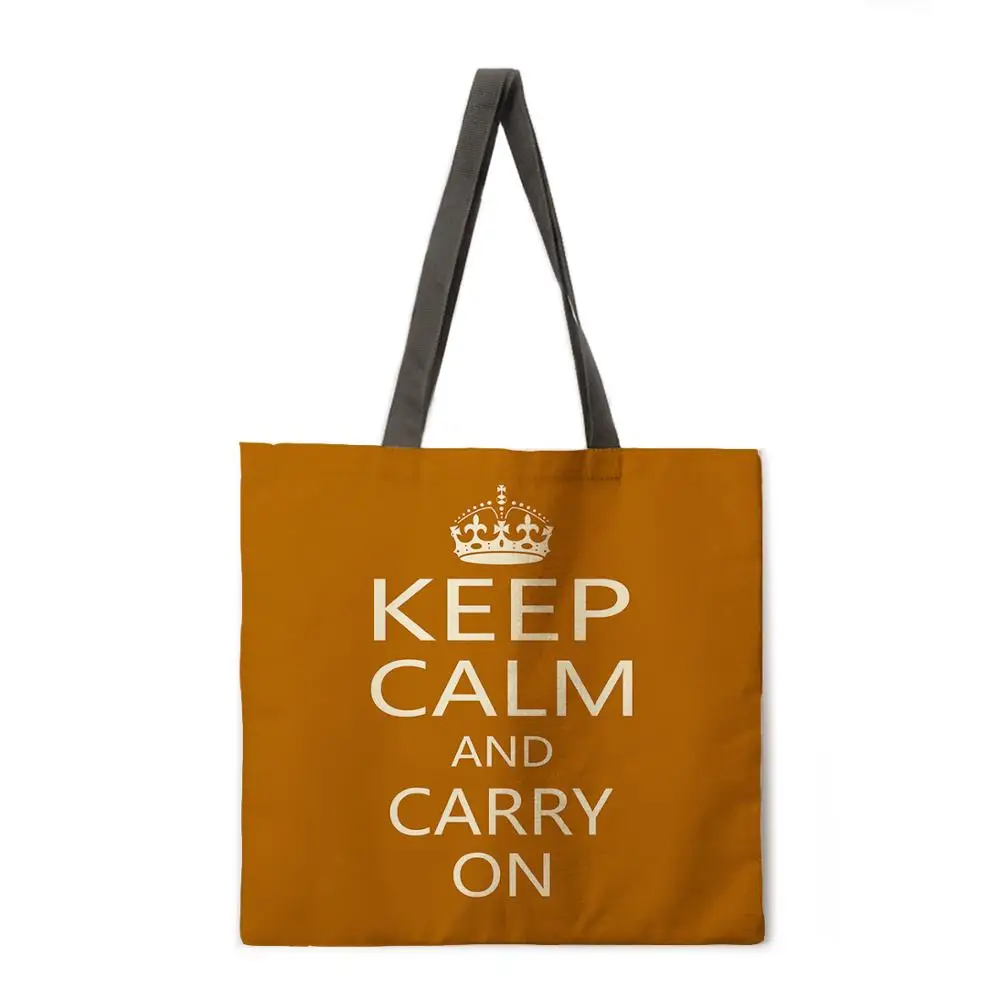 

Crown Letter Tote Bag Shoulder Bag Linen Fabric Casual Tote Bag Foldable Shopping Bag Reusable Beach Bag