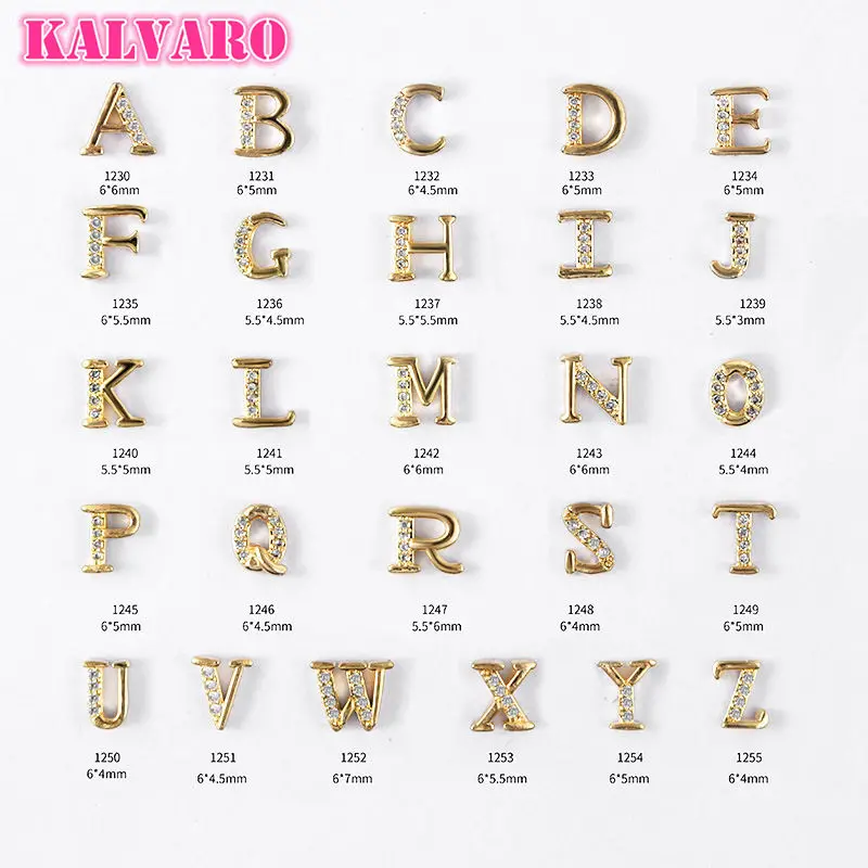 Kalvaro 26 Английских Букв металлическое украшение для ногтей стразы из сплава с