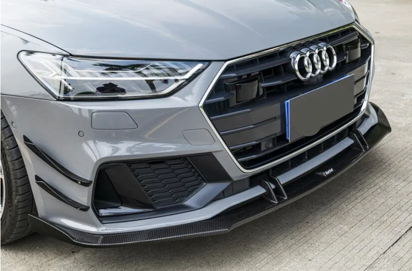

Carbon Fiber Front Lip Bumper & Side Splitters Wind knife Aprons Cover For Audi A7 S7 2019 2020 2021 Year