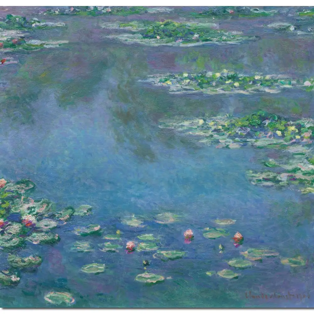 

Water Lilies Paintings High Quality Handmade Claude Monet Canvas Art Beautiful Landscape Artwork Hotel Lobby Wall Decor