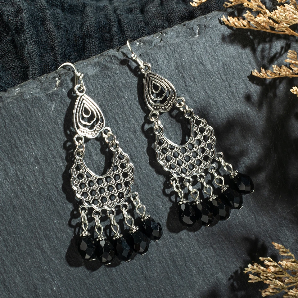 Женские серьги подвески в богемном стиле большие акриловые с длинными