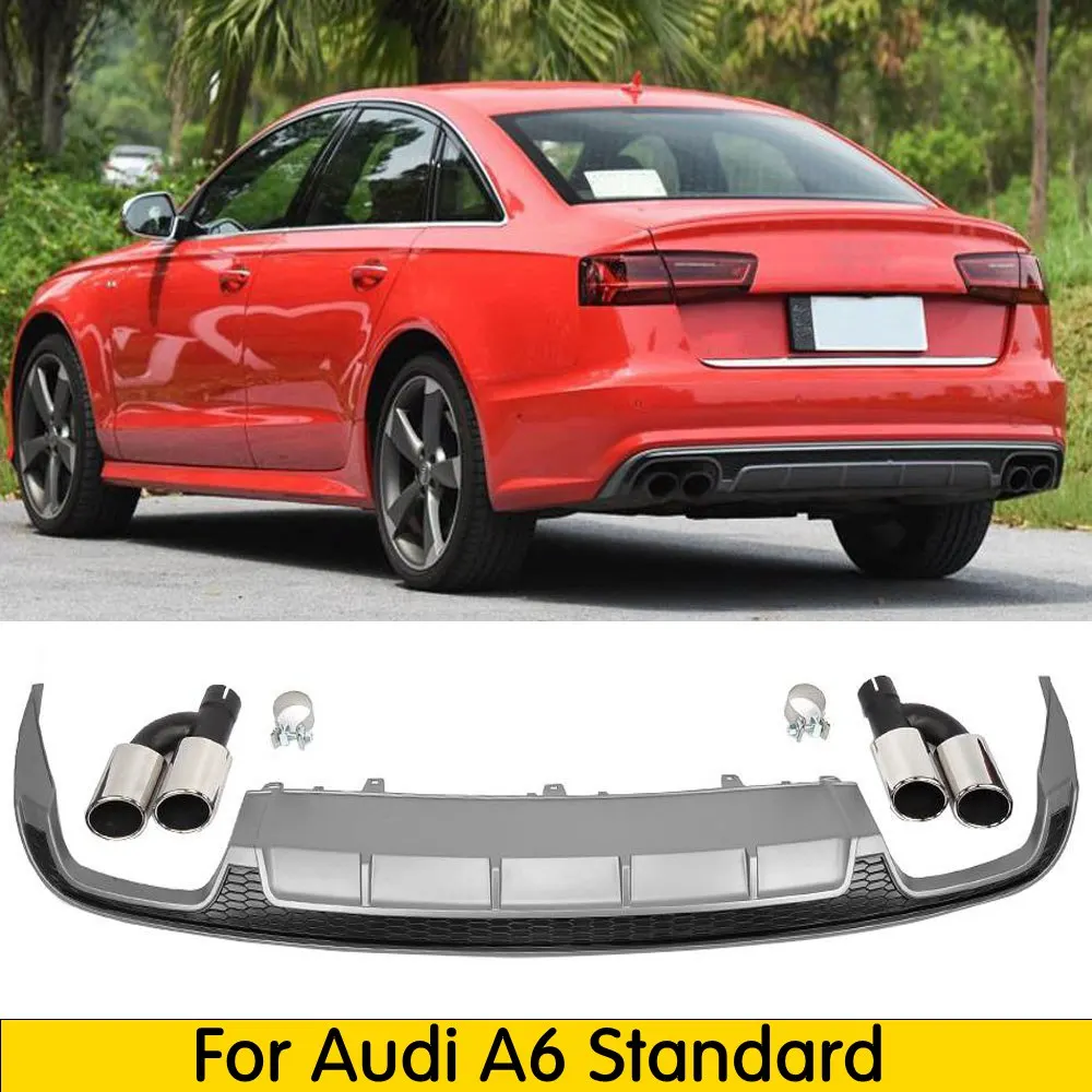 Для Audi A6 седан с базой 4 двери задний бампер диффузор Хвост выхлопной PP Материал