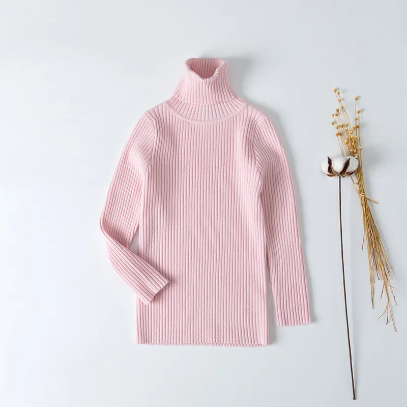 Розовый New Girls Sweaters Ribbed Children Sweaters 1-6Years Winter Sweater - Цвет: Розовый
