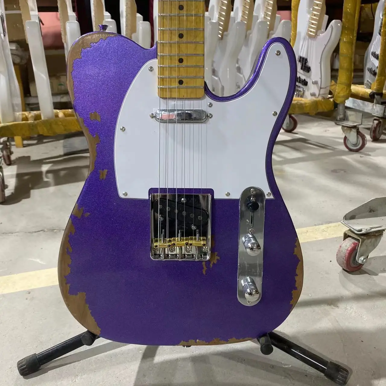 

Aged Electric Guitar Metal Purple Color Alder Body Maple Fingerboard 100% Handmade Free Shipping