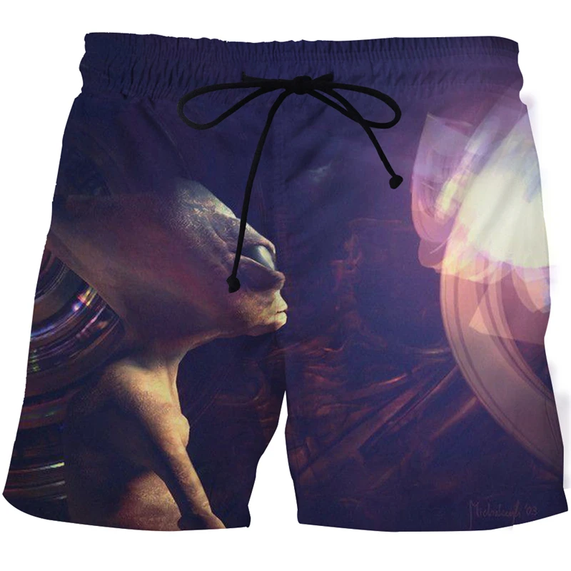 

Zomer 2021 heren 3D-geprinte hiphop buitenaardse UFO-shorts broek strand casual sport fitness shorts S-6XL