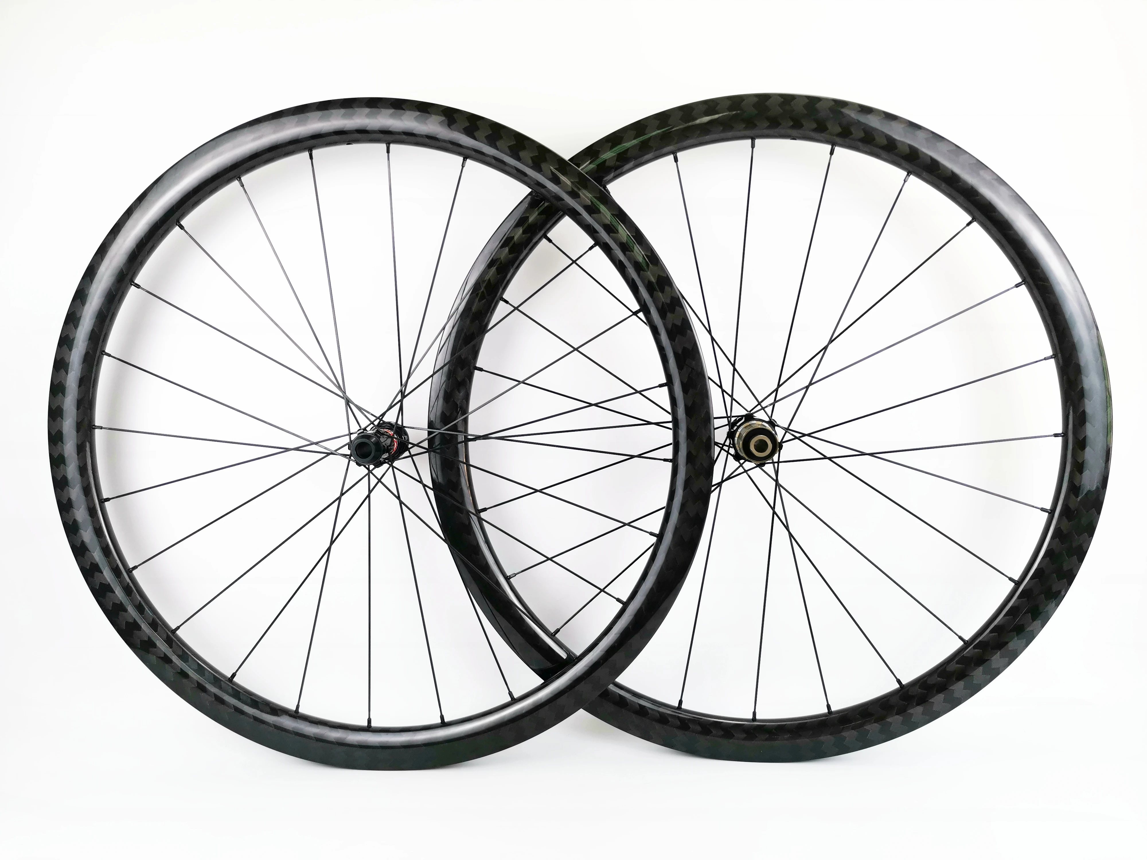 

700C 38mm depth road bike disc brake carbon wheels 25 width Tubeless cyclocross carbon wheelset with 12K twill glossy finish