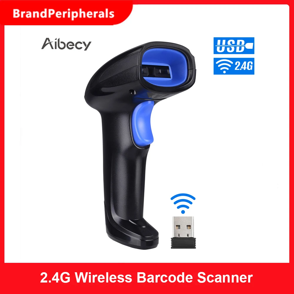 Aibecy 2-в-1 2 4G Беспроводной сканер штрих-кода USB проводной лазерный штрих-кодов