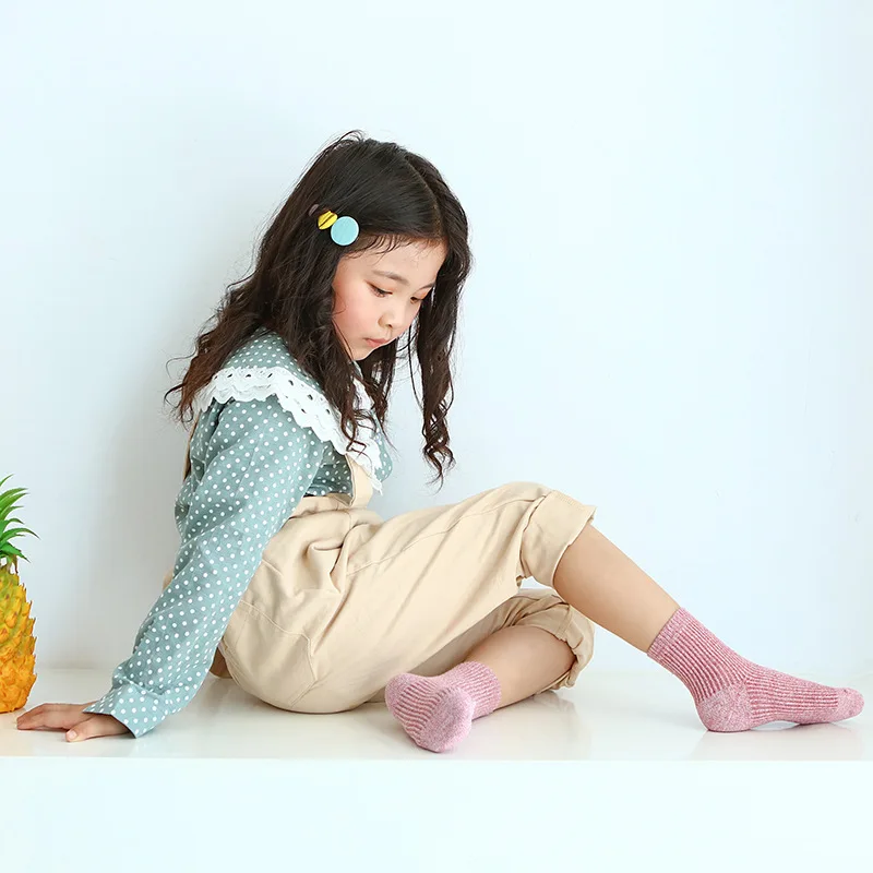 5 пар/партия, осенне-зимние носки для девочек детские носки в полоску для малышей Детские носки для мальчиков и девочек
