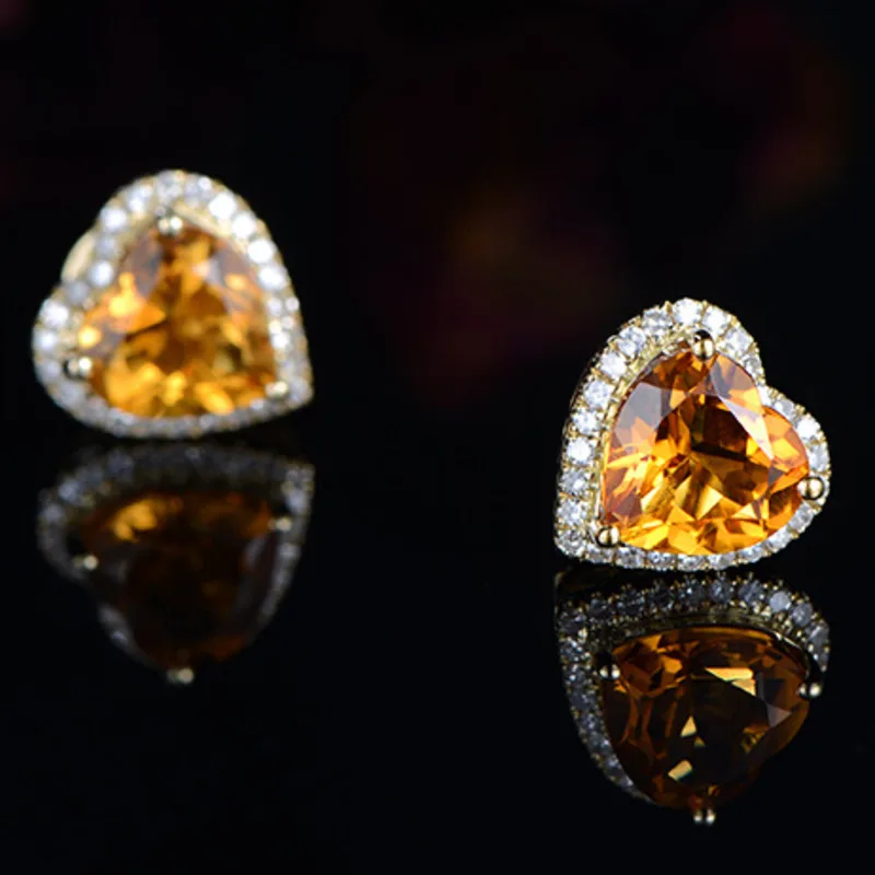 Женские серьги в форме сердца Anillos Yuzuk желтое ювелирное изделие с цветными