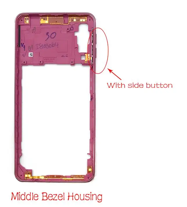 Middle Housing Red Для samsung A70 A705F Задняя стеклянная крышка батарейного отсека Корпус переднего корпуса задняя крышка батарейного отсека - Цвет: Middle Housing Red