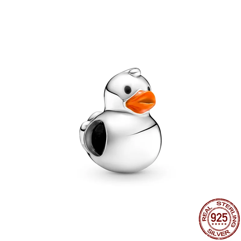 

100% Real 925 Sterling Silver 2021 New Lovely Duck Charm Fit Original 3mm Bracelet&Bangle Making Fashion DIY Jewelry For Women