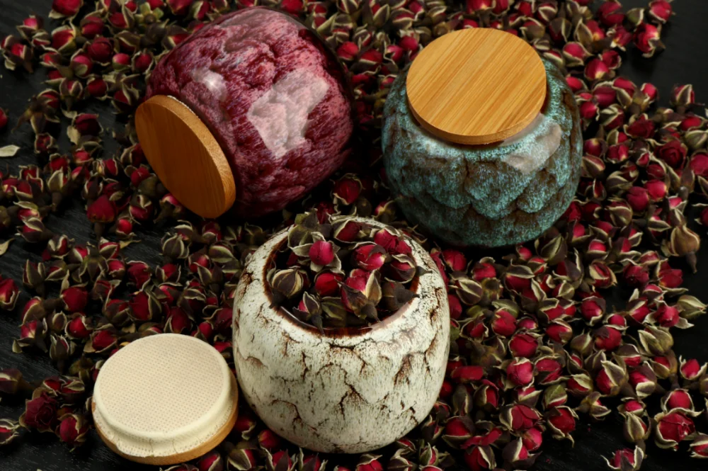 220ml Chinese Style Ceramic Storage Bottle Jar Colorful Tea Caddies Containers Kitchen Portable Travel Candy Coffee Snacks Jar