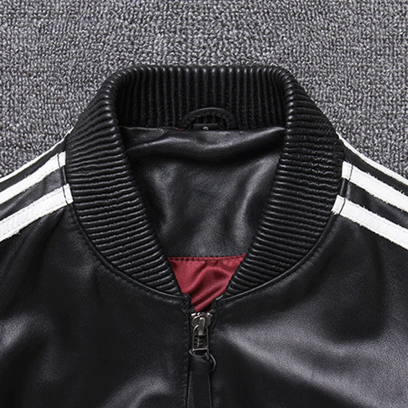 Парные Куртки из натуральной кожи для женщин и мужчин бейсбольные пальто овечьей