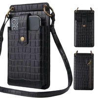universal phone case long chain crossbody leather bag for xiaomi redmi portable multifunction shoulder wallet with makeup mirror