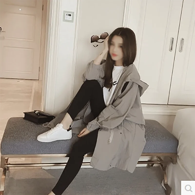 

2021 обычный сезон весна Новинка осени ветровка на молнии средней длины повседневные Универсальные однотонные Разноцветные куртки с капюшон...