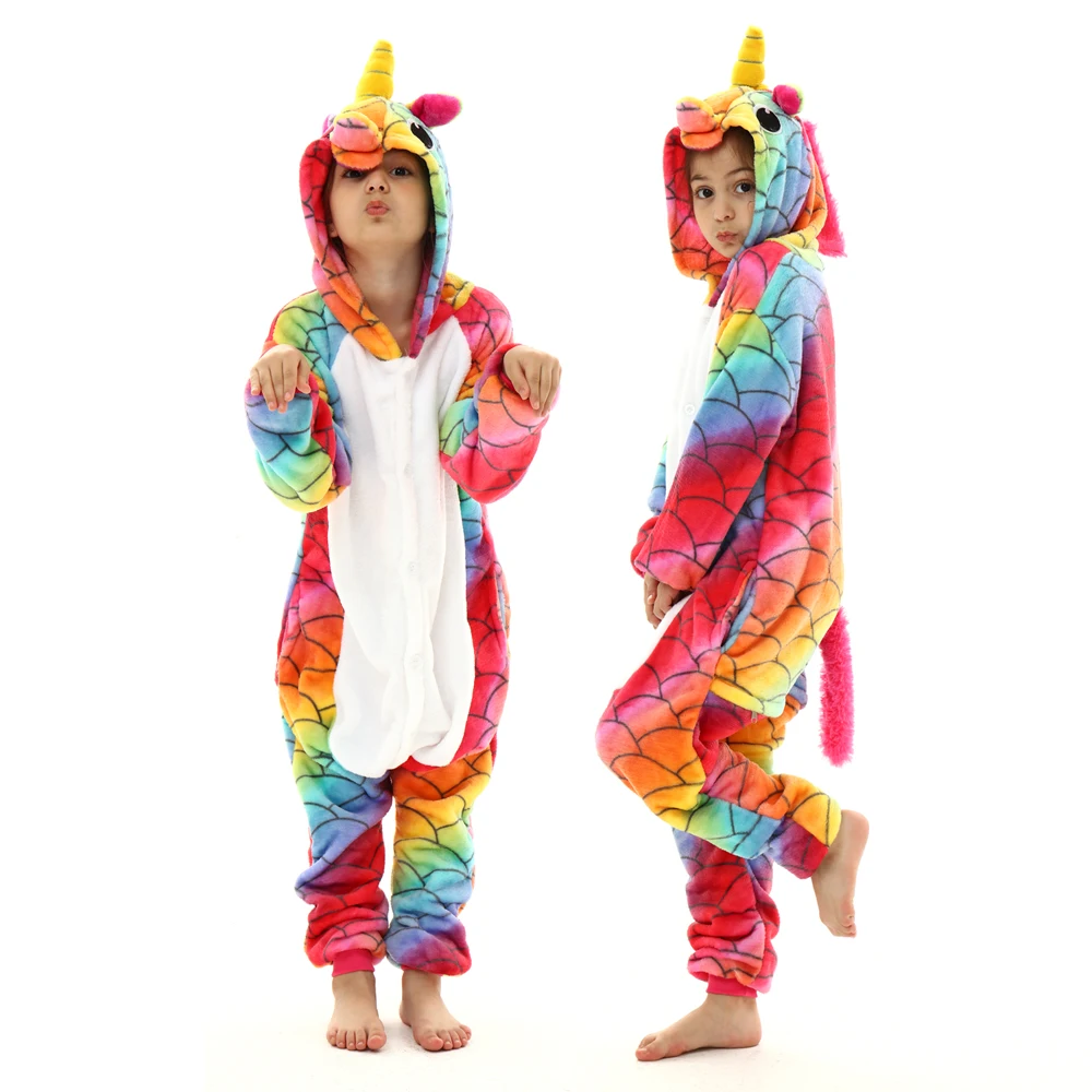 Newest Animal Unicorn Pajamas Kids Winter Sleepwear Kigurumi Unicornio Pyjamas Boys Girls Onesie Anime Costumes Jumpsuit |