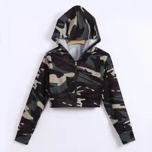 Женская толстовка с капюшоном Womail модная камуфляжная Короткая