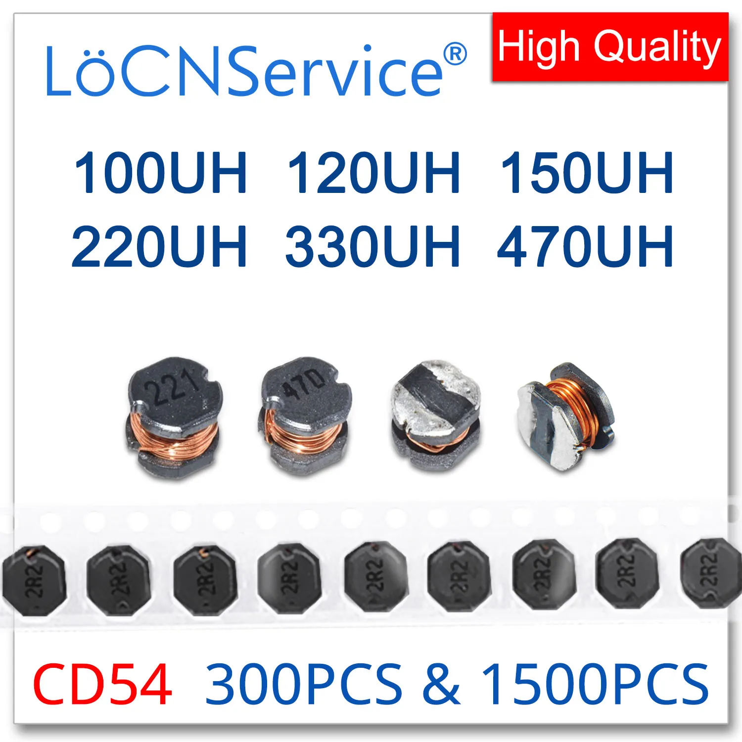 

Силовой индуктор LoCNService, 300 шт., 1500 шт., CD54, 5,2x5,8x4,8 мм, SMD, 100UH, 120UH, 150UH, 220UH, 330UH, 470UH, 5,2*5,8*4,8 мм