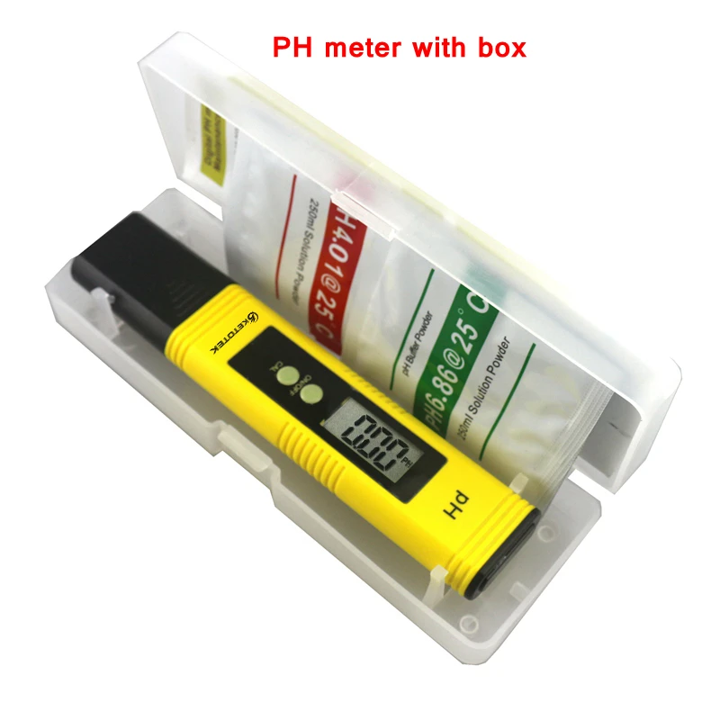 PH meter with box Портативный цифровой ATC рН метр 0,00~ 14,00 воды аквариум монитор качества воды жидкостный Анализатор ЖК-стекло электрод - Цвет: PH meter with box