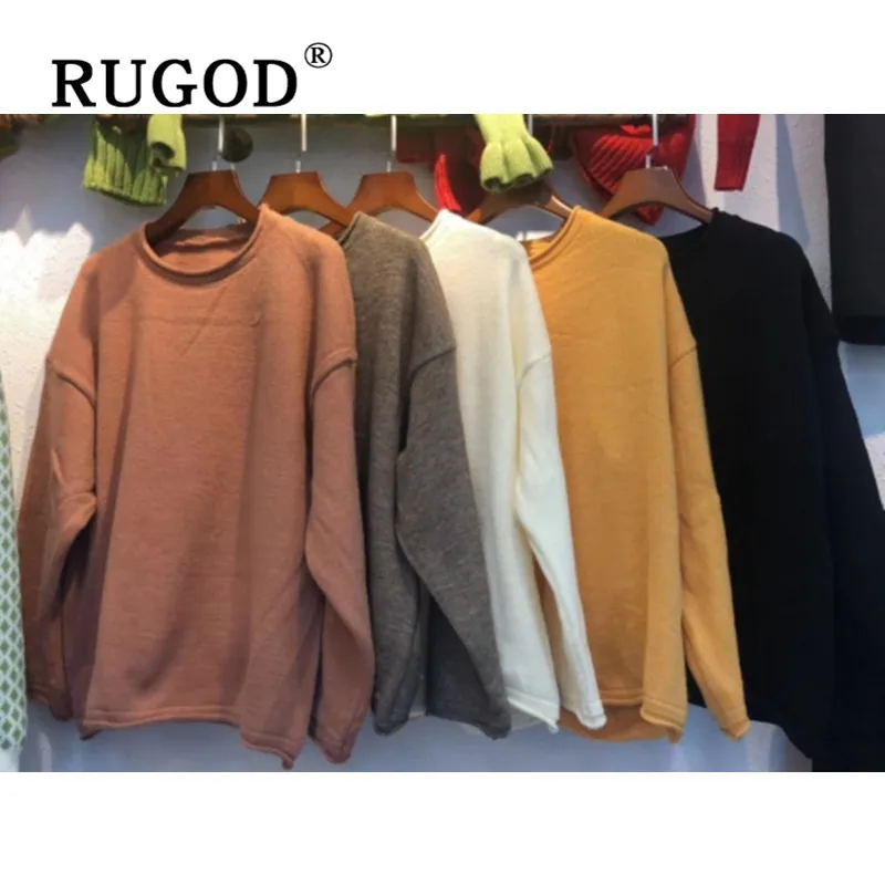 

RUGOD 2019 New Women Plain Sweater Pullover O-neck Loose Lazy Cozy Multicolor Sweater Classic Streetwear Casual Soft Warm Coat